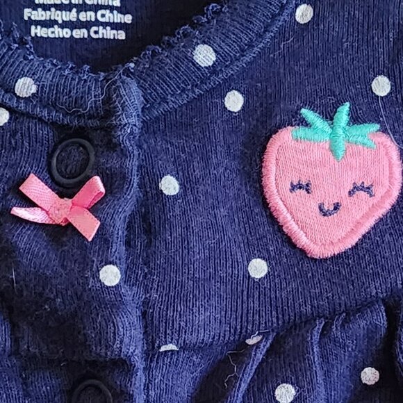 Carter's Baby Girls Polka Dot Strawberry Romper Size 3 Months - Picture 4 of 7